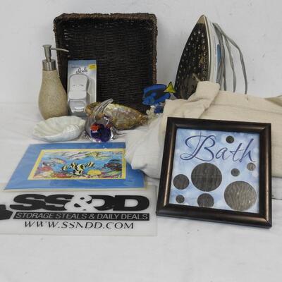Home Decor/Iron: Seashells, Soap  Dispenser, Shower Curtain, Fish, Bath Sign