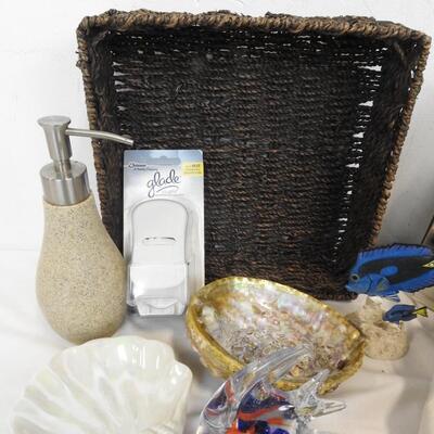 Home Decor/Iron: Seashells, Soap  Dispenser, Shower Curtain, Fish, Bath Sign
