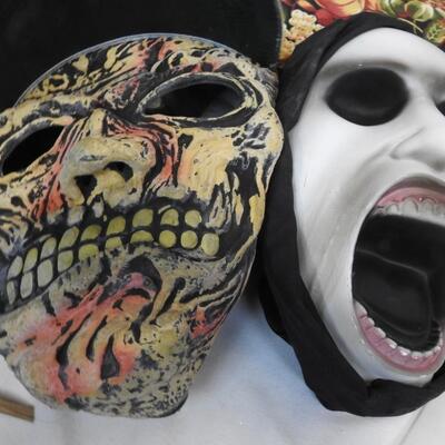 Fall/Halloween Lot: Tablecloths, Masks, Costume Accessories, Stuffed Toy