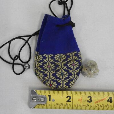 Stone with Blue Pouch. Possible Raw Gemstone