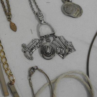 Large Lot of 63 Costume Jewelry Necklaces: Feathers, Beads, Casual, Formal