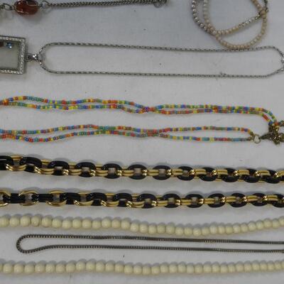 Large Lot of 63 Costume Jewelry Necklaces: Feathers, Beads, Casual, Formal