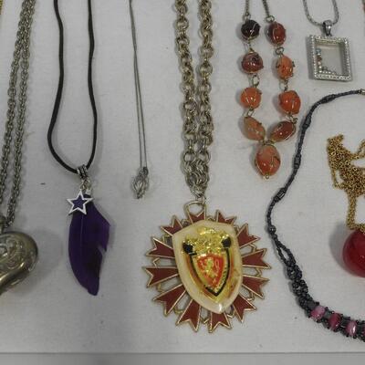 Large Lot of 63 Costume Jewelry Necklaces: Feathers, Beads, Casual, Formal