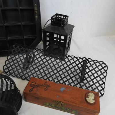Home Decor: Lamp-Works, Jewelry Boxes Metal Lantern, Trinket Box, Metal Shelf