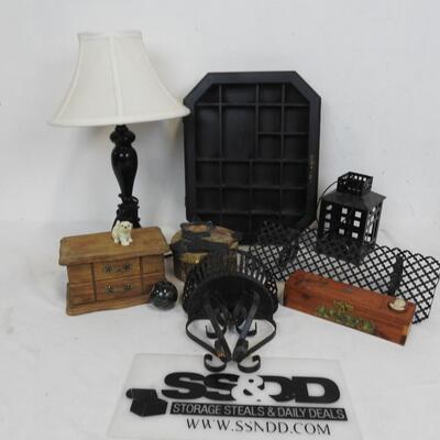 Home Decor: Lamp-Works, Jewelry Boxes Metal Lantern, Trinket Box, Metal Shelf