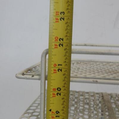 Metal/White Stand For Magazines/Newspaper/Phone, 21 3/4x9 1/2x6 1/2-VINTAGE