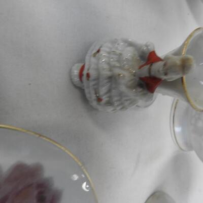 Victorian Style Decor: Oil Lamp, Vases, Plates, Bell, Lot Includes Some VINTAGE