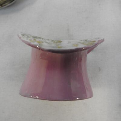 Victorian Style Decor: Oil Lamp, Vases, Plates, Bell, Lot Includes Some VINTAGE