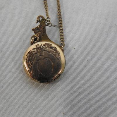 Costume Jewelry Clip On Cameo Earrings/Necklace Set, Engraved Necklace "Lillian"