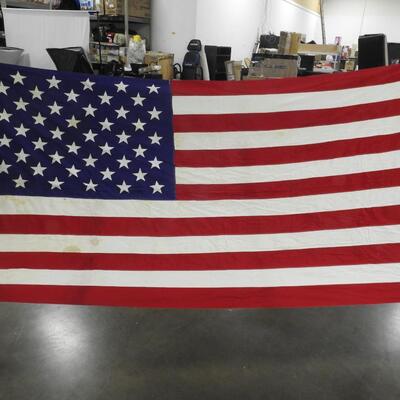 USA Flag, 9ft x 4.5ft, Rivets For Hanging, Has Spots-See Pictures