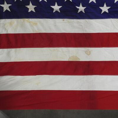 USA Flag, 9ft x 4.5ft, Rivets For Hanging, Has Spots-See Pictures