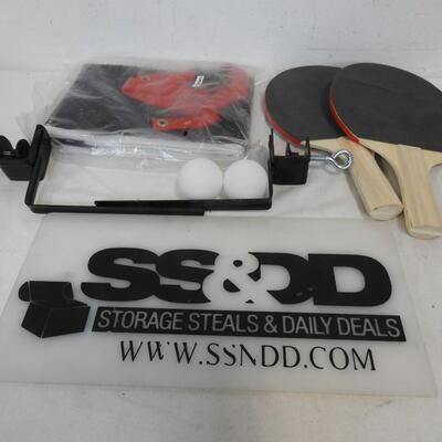 Ping Pong Accessories: Net, 2 Paddles, Balls, Clamps For Attaching Net, Like NEW