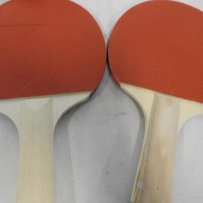 Ping Pong Accessories: Net, 2 Paddles, Balls, Clamps For Attaching Net, Like NEW