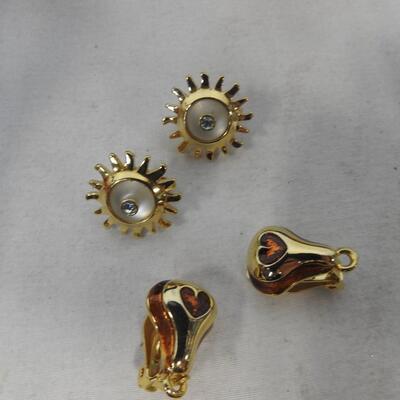 11 Pairs Of Earrings, Clip - On Costume Jewelry