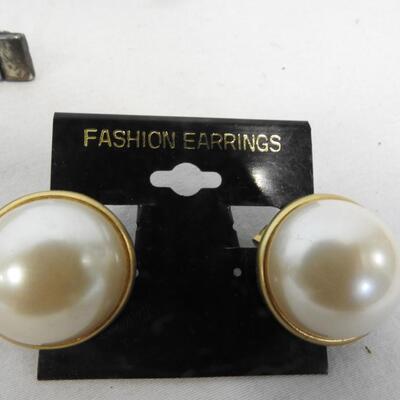11 Pairs Of Earrings, Clip - On Costume Jewelry