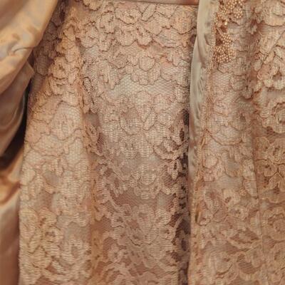 Pink Lace Button Down Top & Skirt, Size 8, Beaded Neckline - VINTAGE