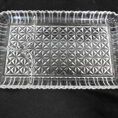 Gibson White Glass Bowl W/6 Vintage Hazel Atlas Clear Glass Snack Trays