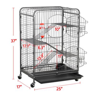 Metal 37" Small Animal Cage with Pull Out Tray, Black
