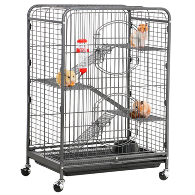 Metal 37" Small Animal Cage with Pull Out Tray, Black