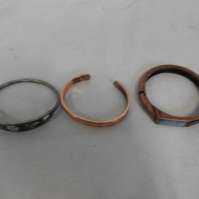 Cuff/Bracelets: 1 Silver Tone & 2 Copper