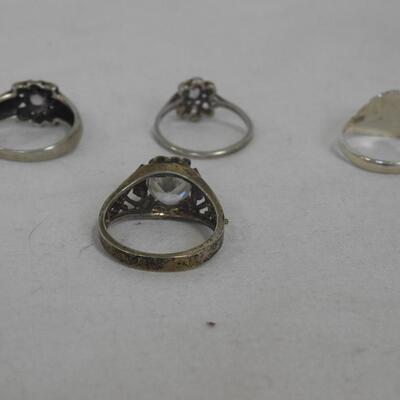 Sterling Silver Rings: (3) Size 8 & (1) Size 7.5