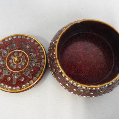 Asian Style Decor: 2 Fans, Bird Windchime, Cups, Trinket Boxes, Vases