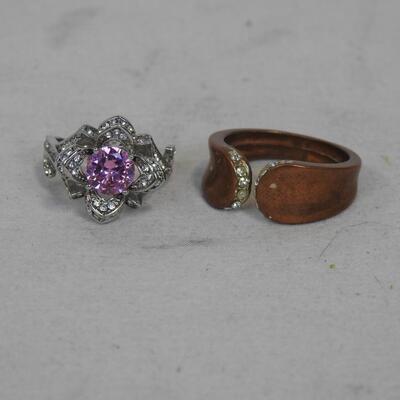 2 Rings: Sterling Silver Size 9, Copper Ring Size 11.5