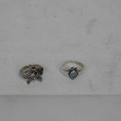 2 Sterling Silver Rings: Size 5.5 Fairy & 6.5 Blue Stone