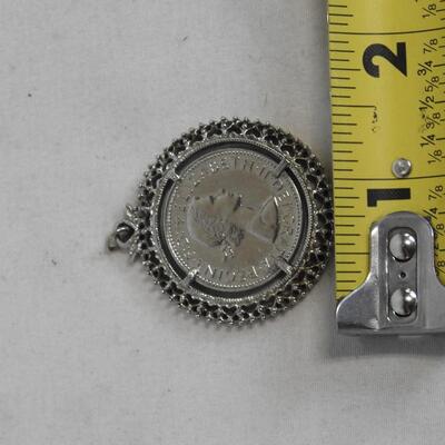 Queen Elizabeth Half Penny Pendant, 1967 Vintage