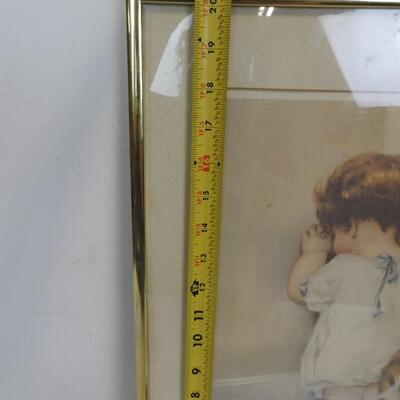 Framed Decor Art, Vintage Style Child & Puppy in Corner Bessie Pease Gutmann