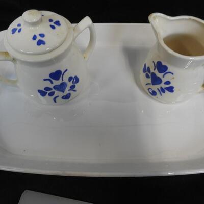White Dishes/Decor Lot: Canisters, Vase, Tray,Section Serving Dish, Some VINTAGE