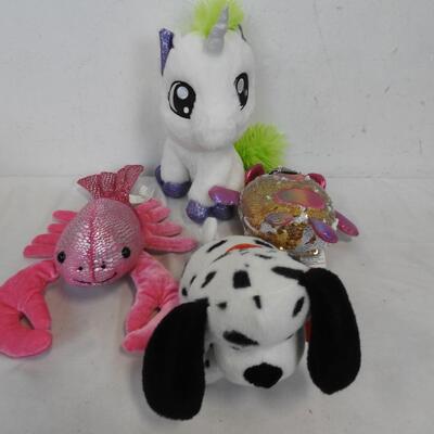 Stuffed Animals: Ty "Lefty", "Freckles" "Stardust",Owls,Turtle,Dalmatian,Unicorn