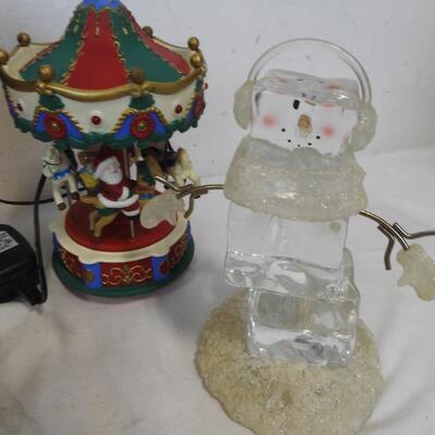 Christmas: 2 Light-Up Snowmen, Snowflake Ceramic Box w/ Lid, Carousel, Ornaments