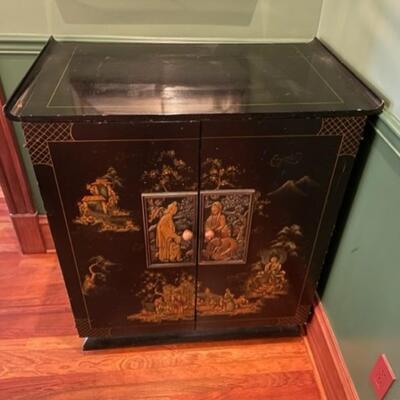Antique Open Back Asian Cabinet On Casters - PY11664