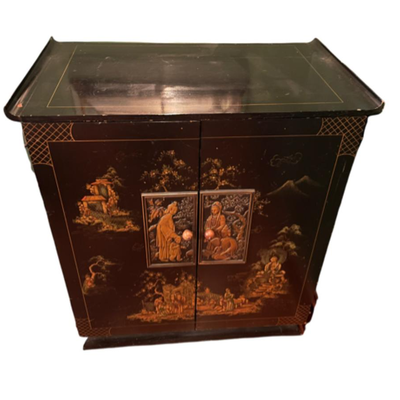 Antique Open Back Asian Cabinet On Casters - PY11664