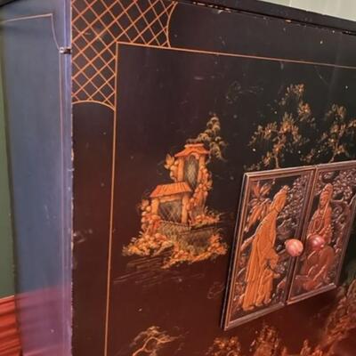 Antique Open Back Asian Cabinet On Casters - PY11664