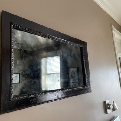 Antique Wood Framed Transom / Headboard Wall Mirror - PY11662