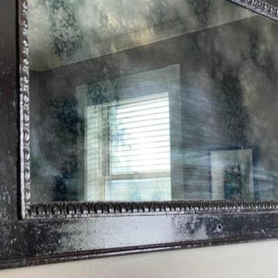 Antique Wood Framed Transom / Headboard Wall Mirror - PY11662