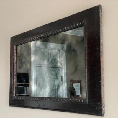 Antique Wood Framed Transom / Headboard Wall Mirror - PY11662
