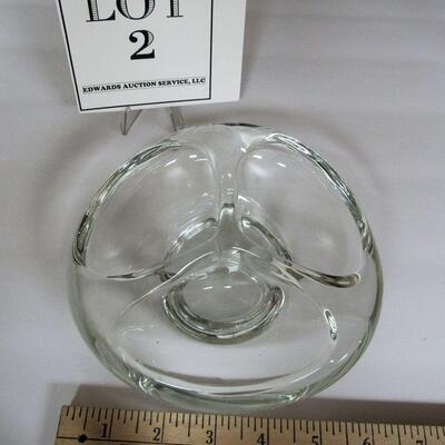 Mid Century Modern Free Form Divided Bowl, Clear Glass