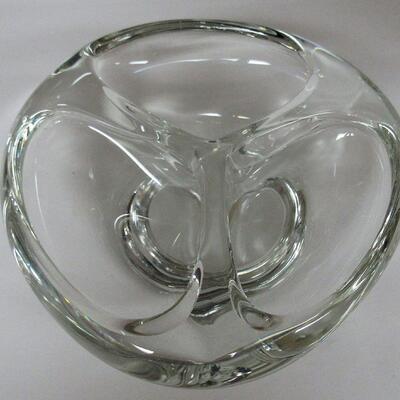 Mid Century Modern Free Form Divided Bowl, Clear Glass