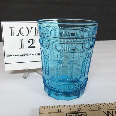 Blue Pressed Glass Goblet