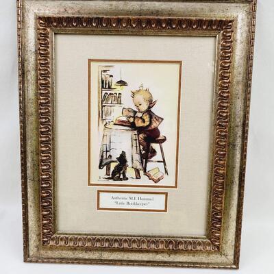 HUMMEL FRAMED PHOTOS SET OF 2 - â€œLITTLE BOOKKEEPERâ€ & â€œHER HAPPY PASTIMEâ€