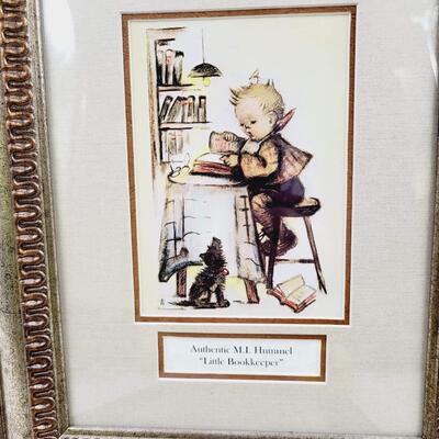 HUMMEL FRAMED PHOTOS SET OF 2 - â€œLITTLE BOOKKEEPERâ€ & â€œHER HAPPY PASTIMEâ€