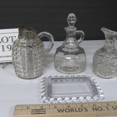 Misc Vintage Glassware, Candlewick Cover, Missouri Ozarks Vinegar Bottle, More