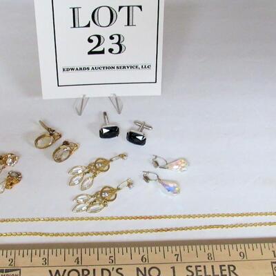 Lot of Vintage Rhinestone Earrings and Pair Blue Rhinestone Cufflinks