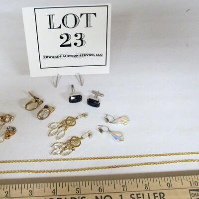 Lot of Vintage Rhinestone Earrings and Pair Blue Rhinestone Cufflinks