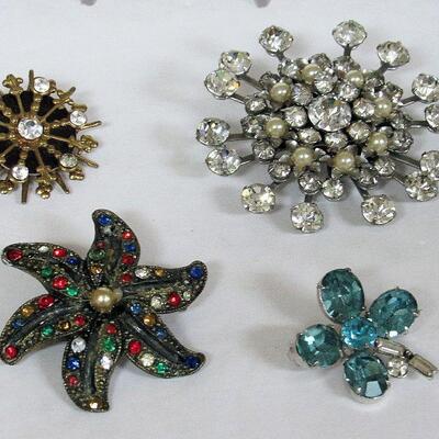 Unmarked Vintage Rhinestone Pins