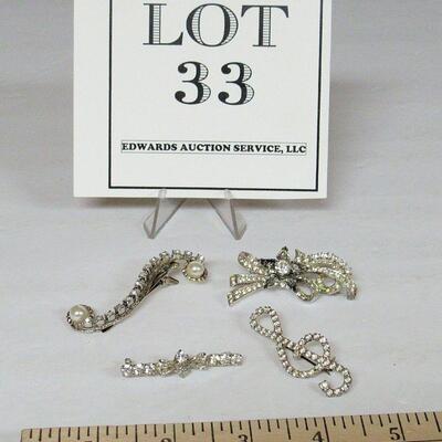 Vintage Rhinestone Pins and Hair Pin