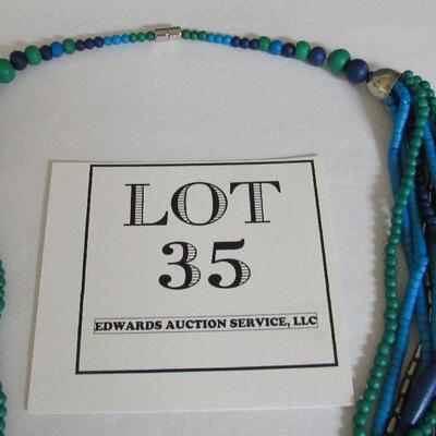 Multi Strand Modern Bead Necklace and Faux Pearl Necklace
